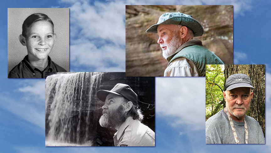 Collage of portrait photos of naturalist Randy Hedgepath